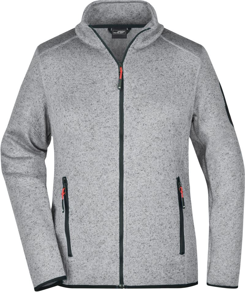 light grey melange/red